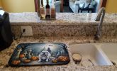 English Bulldog Spooky Halloween Dish Drying Mat Absorbent Dish Drying Mat Pad for Kitchen Counter Dish Drainer Mat for Countertop, 14 x 21"