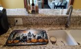 Keeshond Spooky Halloween Dish Drying Mat Absorbent Dish Drying Mat Pad for Kitchen Counter Dish Drainer Mat for Countertop, 14 x 21", Multicolor